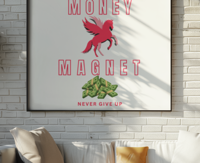 Wearl I Am a Money Magnet Framed Wall Art Wealth and Positivity Decor with Pegasus for Inspiration