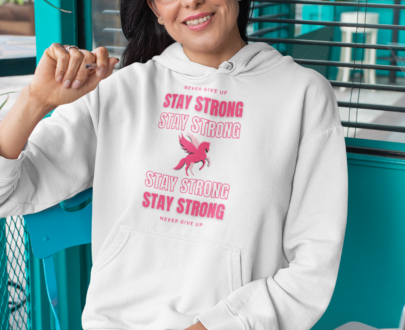 Stay Strong Hoodie Empowering Wearl Pegasus Design Motivational Never Give Up